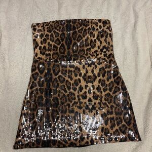 Edikted Leopard Sequin Mini Dress